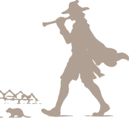 Silhouette des Rattenfängers von Hameln mit Flöte
